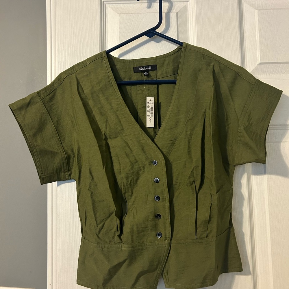 Madewell women’s Olive Green Button-Down cropped Shirt XS